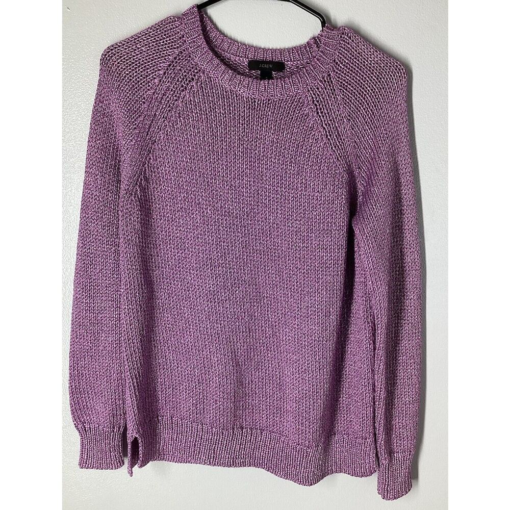 J. Crew Long‎ Sleeve Sweater Metallic Purple Pullover Womens Sz M